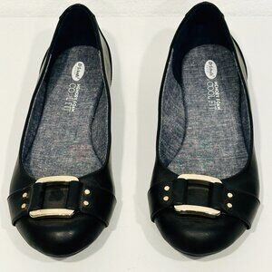 Dr Scholls Frankie Black Ballet Flats Memory Foam Cool Fit Buckle Accent Size 11